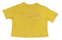 Hořčicové crop tričko s nápisem River Island