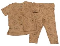 2set - Hnědé tričko s lvy + legíny