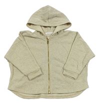 Béžová melírovaná třpytivá propínací oversize mikina s kapucí H&M