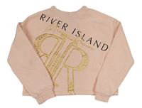 Růžová crop mikina s nápisem zn. River Island
