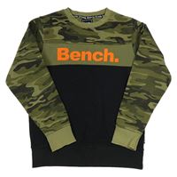 Černo-khaki-army mikina s kapucí Bench