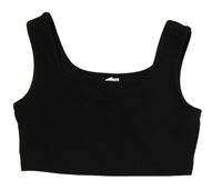 Černý žebrovaný crop top Shein