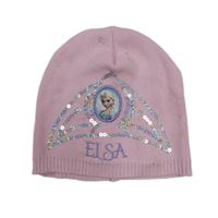 Růžová pletená čepice s Elsou a flitry C&A