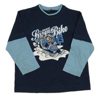 Tmavomodro-modré triko se sněžným skútrem Waikiki