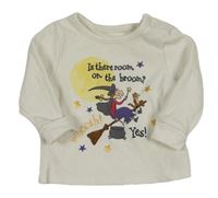 Bílé žebrované triko s potiskem - Room on the Broom Tu