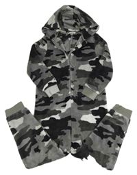 Šedá army chlupatá kombinéza s kapucí M&S