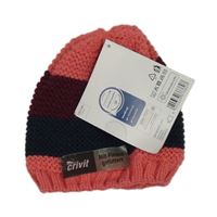 Nové - Růžovo-vínovo-tmavomodrá pletená fukční čepice Crivit