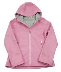 Neonově růžovo-bílá vzorovaná softshellová bunda s kapucí Yigga