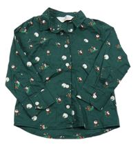 Tmavozelená košile se Santy H&M