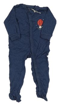 Tmavomodrý melírovaný overal s balónem se psem Lupilu