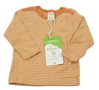 Nové - Medovo-cihlové pruhované žebrované triko Alana
