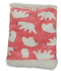 Růžový chlupatý nákrčník s medvědy Kiki&Koko