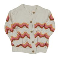 Smetanovo-barevný perforovaný vzorovaný propínací svetr Nutmeg