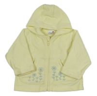 Žlutá fleecová propínací mikina s výšivkami květů a kapucí Ladybird