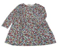 Tmavomodro-barevné květované bavlněné šaty H&M