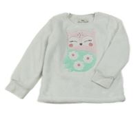 Bílá chlupatá mikina se sovou C&A