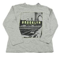 Šedé melírované triko s Brooklynským mostem Primark