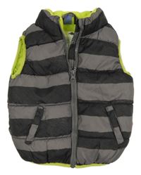 Tmavošedo-antracitová pruhovaná šusťáková zateplená vesta Dopodopo