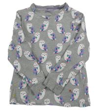 Šedé melírované pyžamové triko se sovami M&S