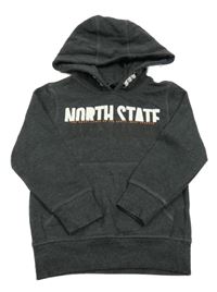 Antracitová melírovaná mikina s nápisem a kapucí George