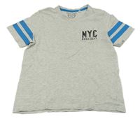 Šedé melírované tričko s kapsou s nápisem C&A