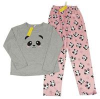 Nové - Šedo-růžové pyžamo s pandami Shein