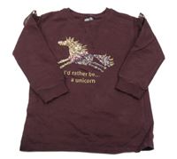 Vínové teplákové šaty s jednorožcem z flitrů Next