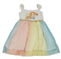 Bílo-barevné bavlněno/tylové šaty s dívkou LC Waikiki