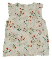 Smetanová květovaná halenka s volánky