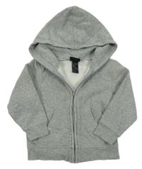 Šedá melírovaná propínací mikina s kapucí H&M