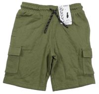 Nové - Khaki teplákové cargo kraťasy George