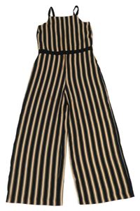 Černo-meruňkovo-bílý pruhovaný culottes overal River Island