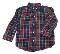 Tmavomodro-červeno-zelená kostkovaná košile H&M