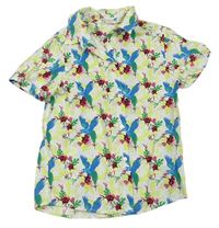 Bílo-barevná květovaná košile s papoušky H&M