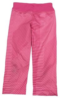 Růžové pruhované sportovní crop legíny zn. Adidas