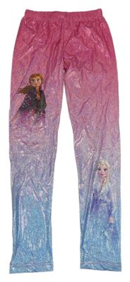Růžovo-modré metalické legíny s Frozen 