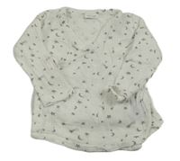 Bílo-šedé vzorované mušelínové zavinovací triko Next