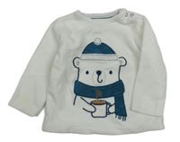 Bílá sametová mikina s medvědem C&A