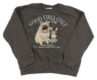 Tmavomodrá mikina s pejskem a kočkou C&A