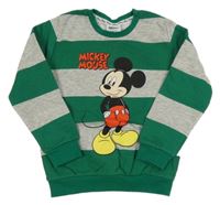 Šedo-zelená pruhovaná mikina s Mickeym Disney