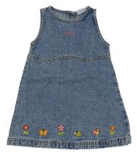 Modré melírované riflové šaty s výšivkami Topolino