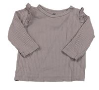 Lila žebrované triko s volánky H&M