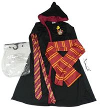 Nové - kostým - 4 set - černý plášť s kapucí + šála + kravata + brýle - Harry Potter 