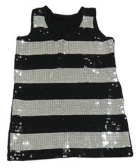 Černo-stříbrný flitrový top 