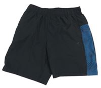 Černé sportovní funkční kraťasy s modrým pruhem 
