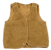 Hnědá huňatá podšitá vesta 