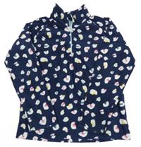 Tmavomodro-barevná vzorovaná fleecová funkční mikina Mountain Warehouse