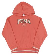 Korálová mikina s logem a kapucí Puma