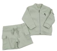 2 set - světlezelená propínací mikina + kraťasy s kapsami River Island