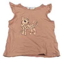 Starorůžové tričko s kočkou H&M